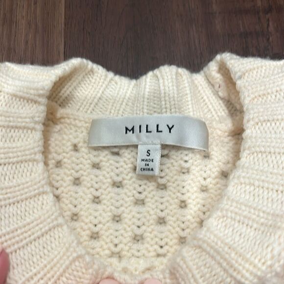 SALE! Milly Cream Wool Knit Sweater, Size Small - Picture 9 of 12